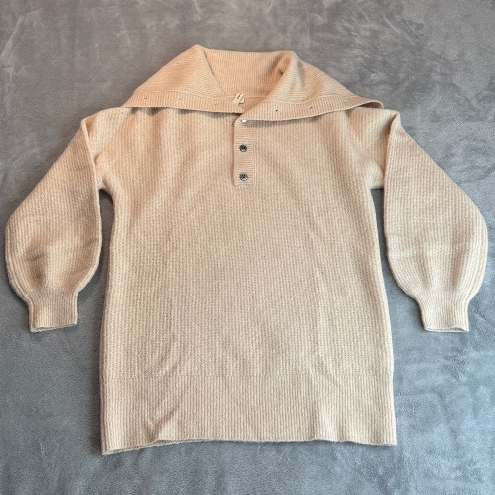 NWOT Nap Raccoon-Wool Yarn Funnel Sweater Cream Size Small - Picture 5 of 16